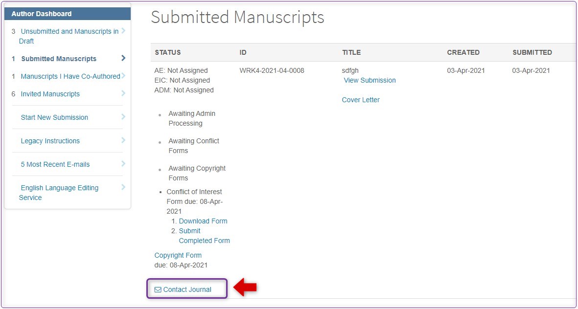 How do I check the status of my manuscript?